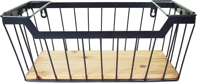 ShabbyDecor Metal Wire Basket with Handles Storage Organizer Stackable Organizing bin for Cabinet Shelf Countertop Under Sink Pantry for Kitchen,Bathroom,Laundry Closet, 1 Pack