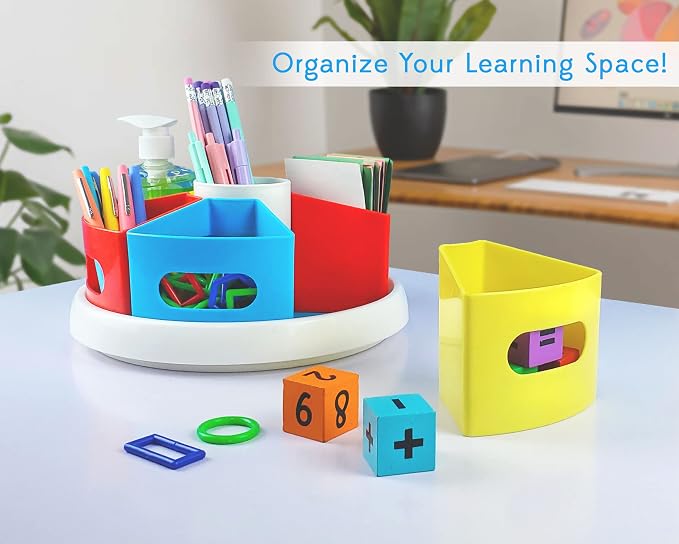 Rotating Art Supply Organizer for Kids, Crayon Caddy for Kids Desk or Pencil and Marker Holder for Teachers, Classroom Arts and Crafts and Homeschool School Supplies Storage