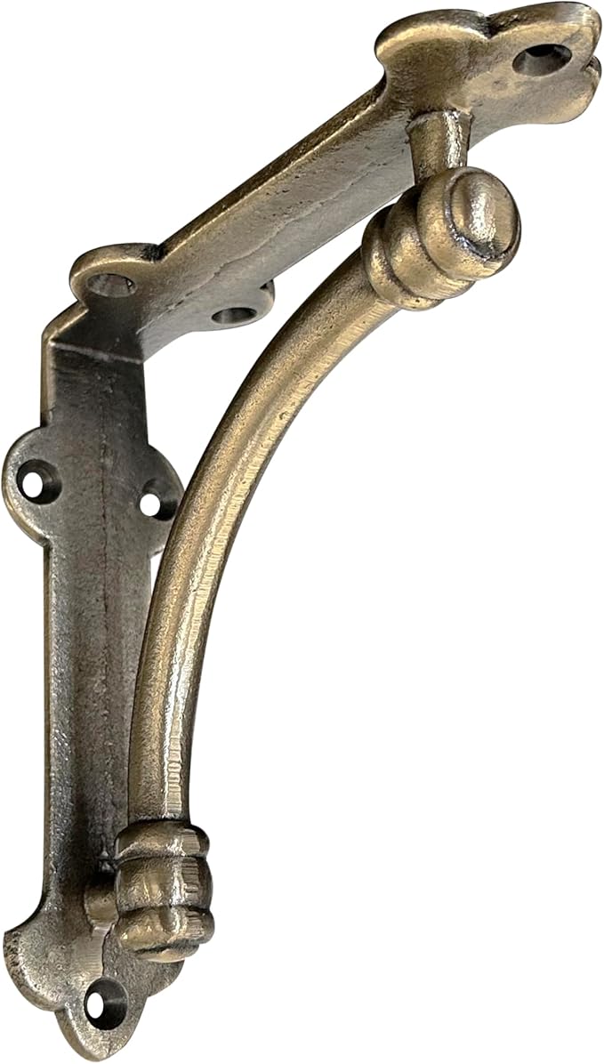 NACH Decorative Shelf Brackets, 4 Pack of 5.25 x 1.25 x 5.25 inch Gold Brackets - Cast Iron Shelf Brackets for Mounting - Industrial Style Decorative Brackets