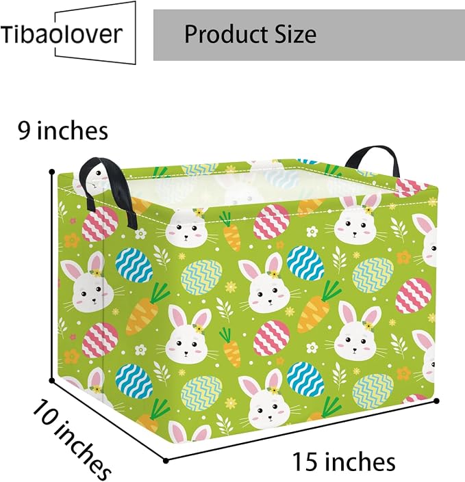 Rectangular Easter Bunny Storage Basket for Kids & Baby - Cute Toy Storage Bin and Organizer - Room Decor
