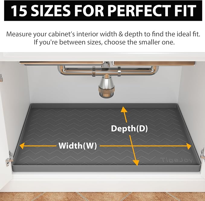 TigeJoy 22" x 19" Under Sink Mats for Kitchen Waterproof, Leak-Proof Silicone Mat Sink Protector and Cabinet Liner, Kitchen Essentials Organizer and Storage, Boot or Shoe Tray, Pet Feeding Mat