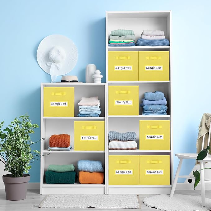 13x13 storage cube bins (Set of 10) Foldable Fabric storage cubes with 10 Labels Window Cards & a Pen,13 inch cube storage bins,Closet Organizers for Shelves,Cubby Organizer Boxes,Dark Yellow
