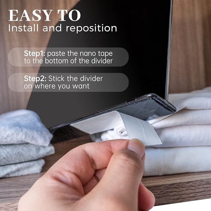 8 Pack Acrylic Shelf Dividers for Closet Wood Shelf Organizer,Multi-Functional Wood Closet Separator for Storage and Organization, Bedroom Closet Organizer Fit for Any Thickness of Shelves(Black)