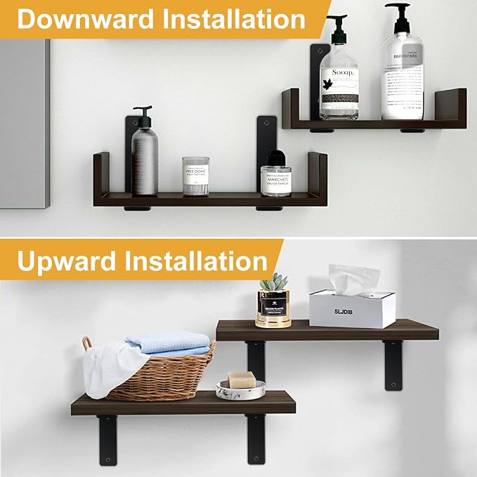 2 Pack - L 6" x H 4" x W1.5, 5mm Thick Black L Shelf Bracket, Iron Shelf Brackets, Metal Shelf Brackets, Floating Shelf, Shelf Supports with Screws