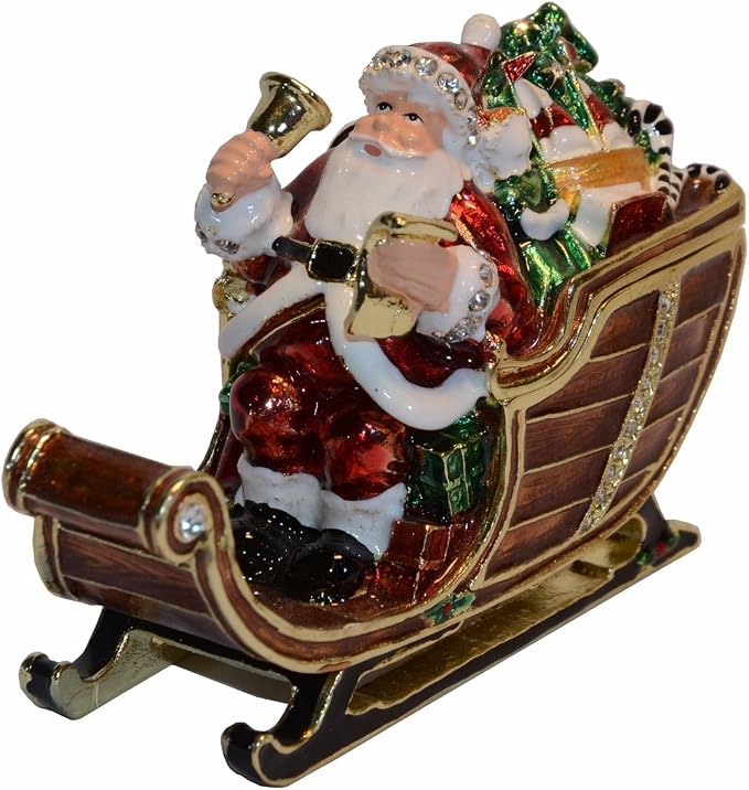 Christmas Ornament Trinket Box Jewelry Box Hand Painted Decorative Box with Hinged Lid Ring Earring Holder Holiday Figurine Collectible