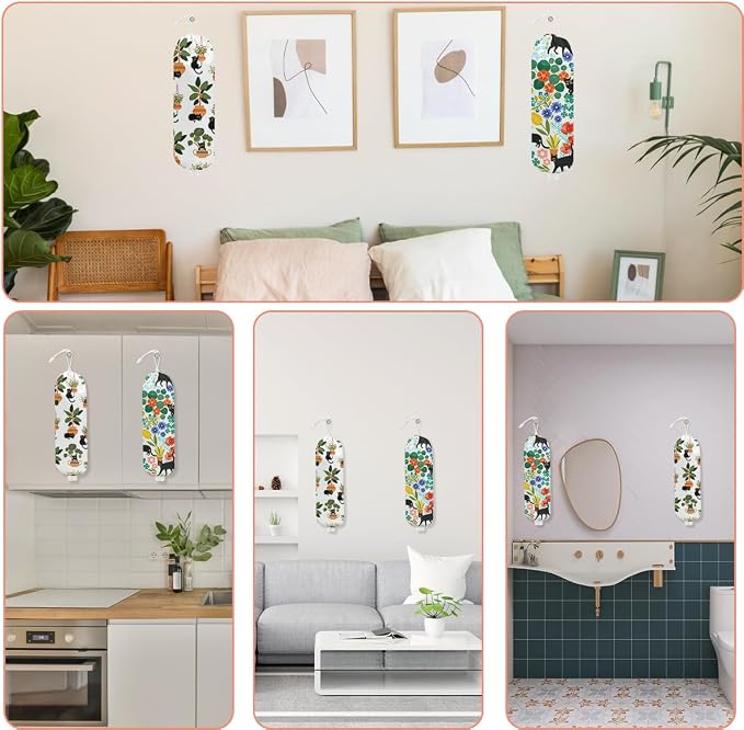 2Pcs Cat Plastic Bag Holder, Plant Wall Mount Grocery Bag Holder for Plastic Bags, Floral Reusable Grocery Bags Storage Dispenser for Home Kitchen Decor, Flower Gifts for Women Cat Lovers, 22.5x9 Inch