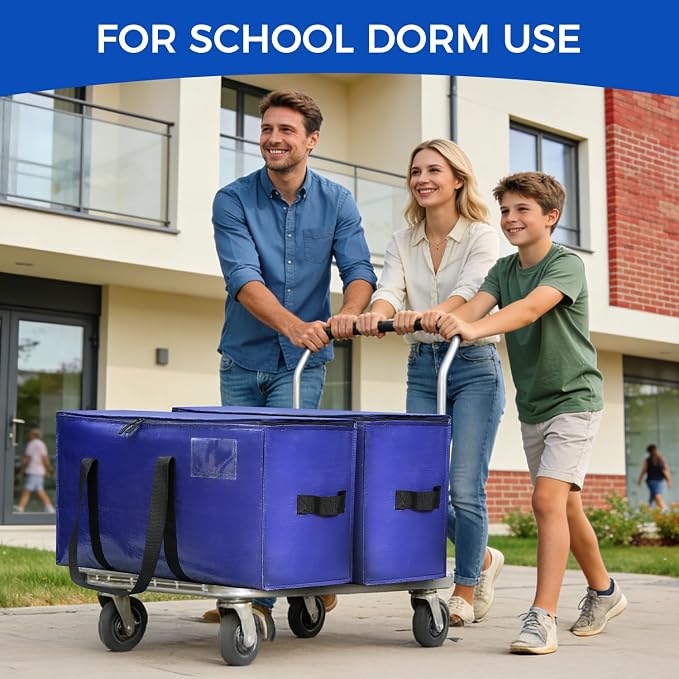 BAGAIL Heavy Duty Moving Bags with Strong Handle, Extra Large Moving Boxes, Storage Tote for Clothes, College Moving Supplies(Dark Blue, 8 Pack)