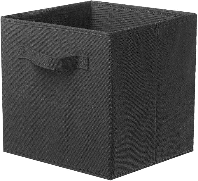 PowerKing Collapsible Storage Cubes with Handles, Fabric Foldable Bins for Closet Shelves, Durable Organization Storage Bins, 10.5'' x 11'' x 10.5'' (Black, 2Pack)