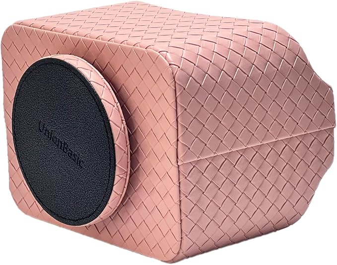 UnionBasic Rotating Desk Organizer, 360 Degree Desk Spinning Caddy, Desktop TV Guide/Mail/Media/Remote Controller Holder Organizer,Woven Pink