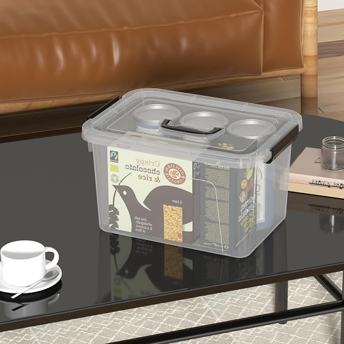 Wekioger 2 Pack Clear Plastic Storage Bins with lids, 6 Quart & 12 Quart Container Boxes