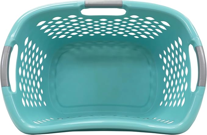 1.8 Bushel Hip Grip Plastic Laundry Basket, Teal - Perfect for Adult/Tween in Bedroom, Dorm & Laundry Room