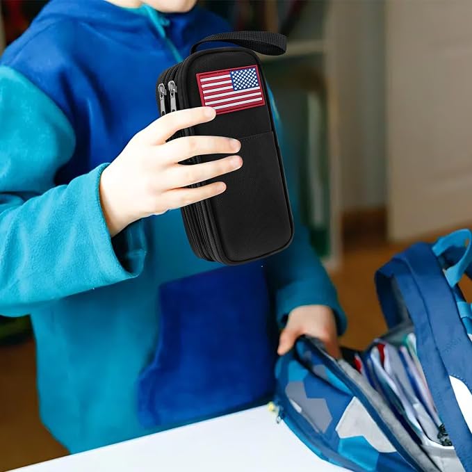 Tactica Pencil Case for Boys,Large Boys Pencil Pouch with Zipper Compartments, Big Capacity Pen Box Pen Bag Organizer for School College Office Kids Teen Boy Men Adult