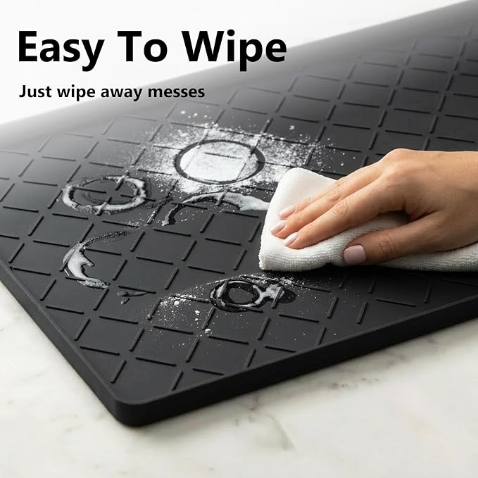 Mateeylife Under Sink Mats for Kitchen Waterproof 22"X19", Undersink Protectors,Silicone Mat Cabinet Liner, Under Sink Organizer for Bathroom and Kitchen,Boot Tray Pet Food Mat, Classic Black