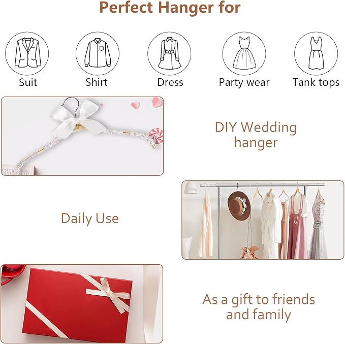 DEDU Wooden Hangers 24 Pack Lightweight, Coat Hangers for Closet Space Saving, Slim Wood with Soft Rubber Non Slip Strip for Wamisole, Wedding Dress, Sweater (Natural Finish)