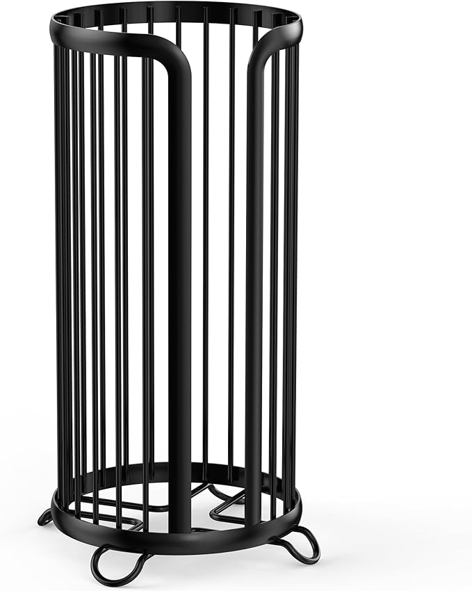 Bunoxea Toilet Paper Holder Stand, Freestanding Toilet Paper Storage,Black | Waterproof Raised Feet,Rustproof,Fit 3 Mega Rolls,No Drilling No Assemble,Minimalistic Storage,Space-saving Renter Friendly