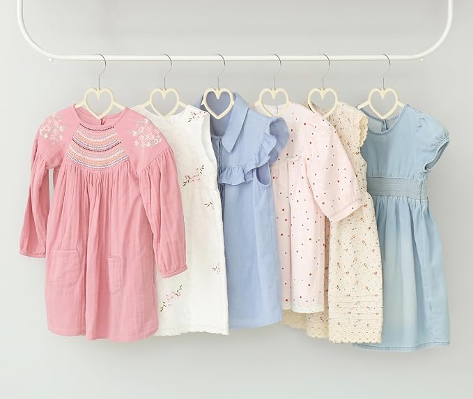 GOSCHE Baby Velvet Hangers 50 Pack, Durable Toddler Hangers for Closet, 12.8 inch Cute Kid Hanger, Premium Velvet Children Hanger for Infant, Non-Slip, Cream