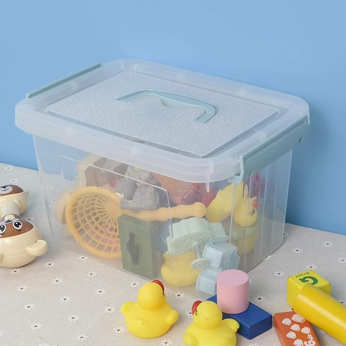 Gloreen 6 Packs 6 Quart Clear Lidded Storage Bins, Plastic Latching Container Box with Handle