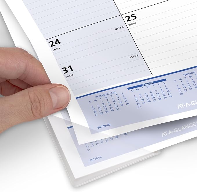 AT-A-GLANCE 2027 Desk Pad Calendar, Monthly Desk Wall Planner, 13-Month Jan-Jan, 21.75" x 17", QuickNotes (SK7000027)
