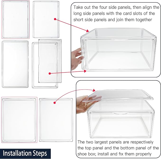 Clear Acrylic Shoe Boxes Stackable, Magnetic Clear Shoe Storage Boxes Fits Men’s US Size 12.5, Acrylic Sneaker Display Organizer, Drop Side Shoe Containers for Entryway & Sneaker, 1 Pack