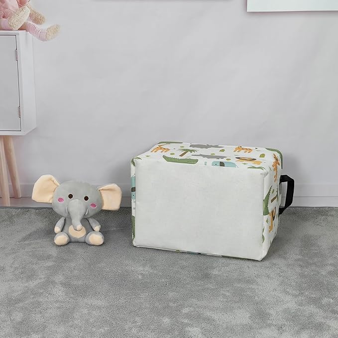 Rectangular Collapsible Animal Storage Basket Nursery Organizer | Storage Bin Foldable Canvas with Handles for Organizing Home Kitchen Children Toys Office Closet Shelf Baskets