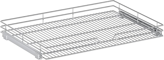 Pull Out Cabinet Organizer, 31.5" W x 21.5" D, Heavy Duty Chrome Slide Out Shelf for Wide Base Cabinets, Sliding Wire Basket Drawer for Pots, Pans, Appliances & Pantry Storage