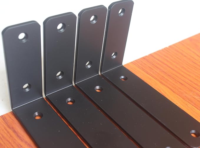32 Pack - L 6" x H 4" x W1.5, 5mm Thick Black L Shelf Bracket, Iron Shelf Brackets, Metal Shelf Brackets, Floating Shelf, Shelf Supports with Screws
