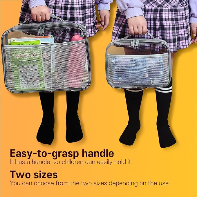holay 4 Packs Large PVC Toy Storage Organizer with Zipper, Name Tag & Manual Pocket, Clear Durable Case for Blocks, Clay, Board Games, Travel (Gray, Large)