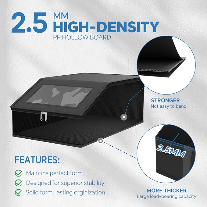 Simple Trending Hat Organizer for Baseball Caps, 2PCS Stackable Storage with Clear Window Lid,Hat Box for Closet, Holds up to 24 Caps Hat Organizer for Closet,Black