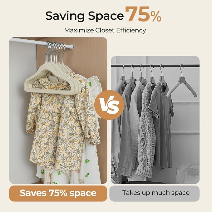 GoodtoU Kids Velvet Hangers Baby Hangers for Closet 20 Pack Non Slip Childrens Infant Hanger Beige