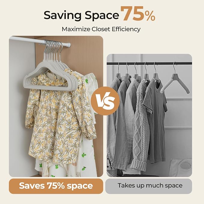 GoodtoU Kids Hangers Velvet 50 Pack Baby Hangers for Closet Non Slip Childrens Infant Hanger Grey