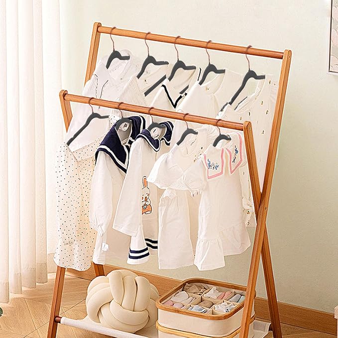 Baby Velvet Hangers Non-Slip Space Saving Swivel Hook 32 Pack Gray