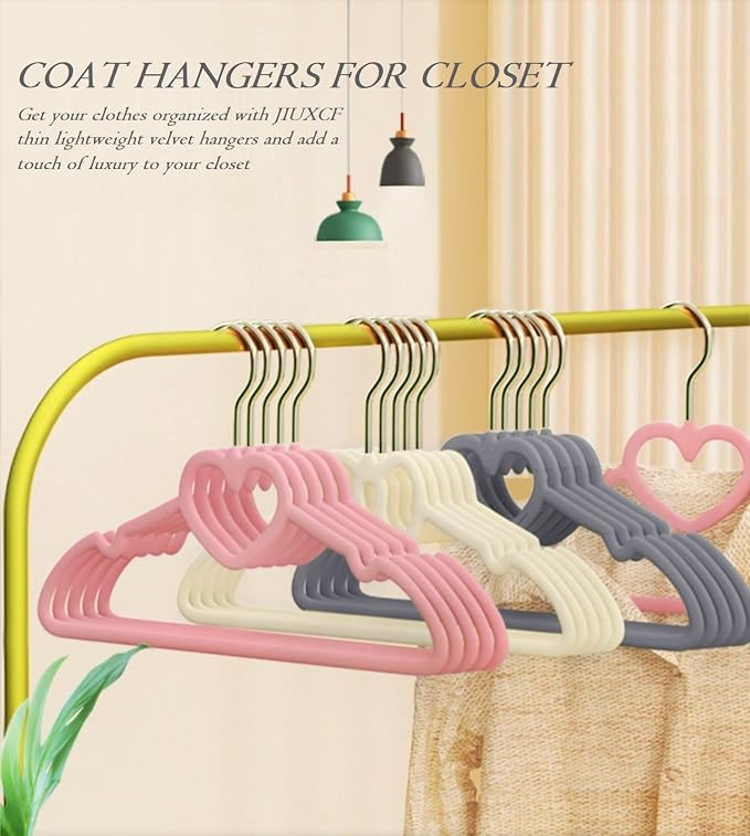 Velvet Hangers 20 Pack,16 Inch Non Slip Heart Hanger (Mix Color) | 360° Swivel Hooks, Cascade Design, Space Saving