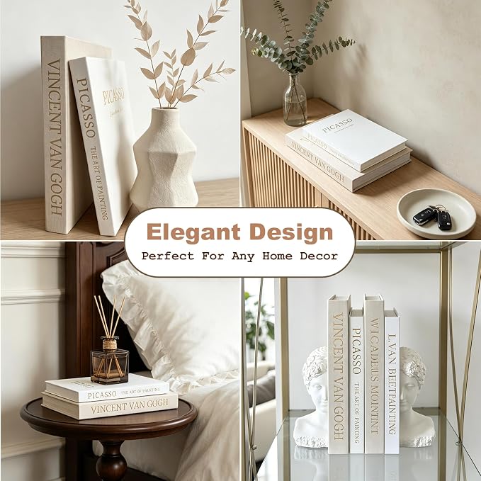 Small Faux Books(9.8' X 7')- Set of 2 Linen Decorative Books for Coffee Table, Bookshelf or Mantle Decor - Hidden Storage Box for Remote, Photo & Tickets - Elegant Neutral Design Fits Any Home Decor