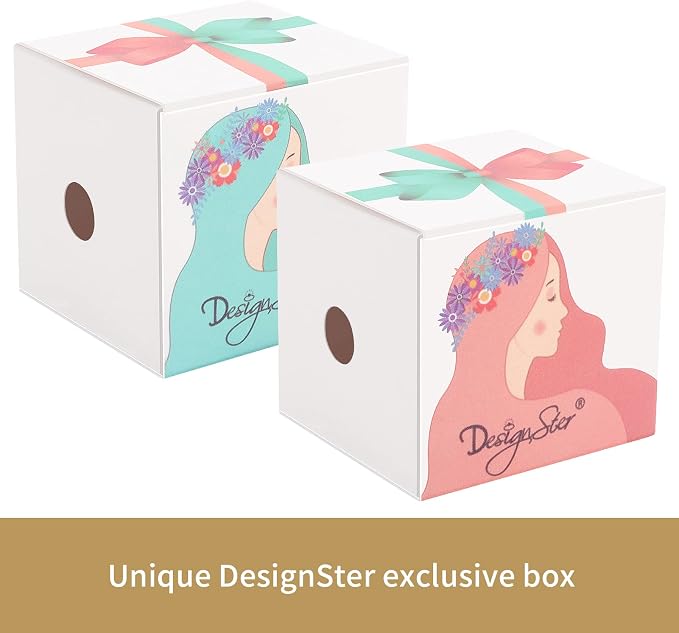 DesignSter Hexagon Velvet Ring Box - Premium Gorgeous Vintage Double Ring Display Holder with Detachable Lid for Proposal, Engagement, Wedding, Ceremony(Sunset)