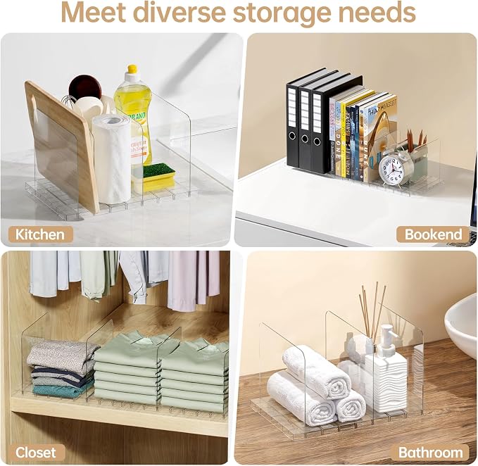 PAVSTINE Purse Organizer for Closet, Stackable Handbag Storage Shelf, Adjustable Clear Shelf Dividers, Keep Clutch, Bag, Pocketbook Upright, for Bedroom