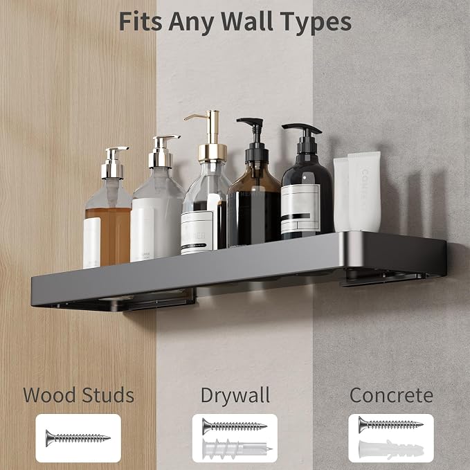 Danpoo 20 Inch Long Floating Shelf Black, Clear Tempered Glass Wall Shelf - Spacious and Stylish Storage for Your Home
