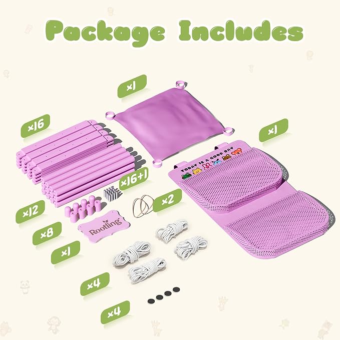 Stuffed Animal Storage & Organizer, 54 inch Tall Wooden Cute Zoo Toy Holder w/Building Block Storage Bag, Premium Wooden Material with Elastic Cord for Toddler Rooms, Playrooms (Pink, Large)