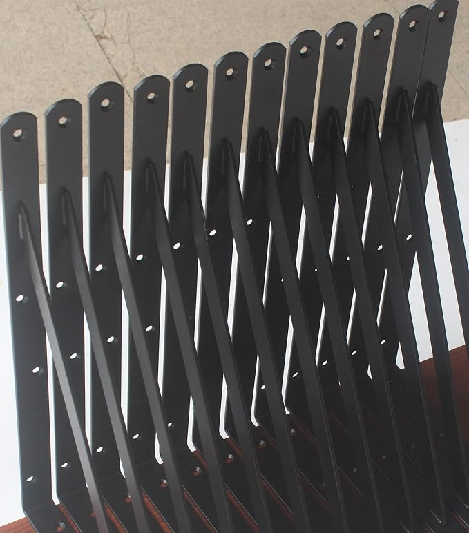 6 Pack L18 x H 12" Black Heavy Duty Shelf Brackets with Screws Metal Shelf Brackets Shelf Support Angle Brackets for Shelves L Brackets Heavy Duty Floating Shelf