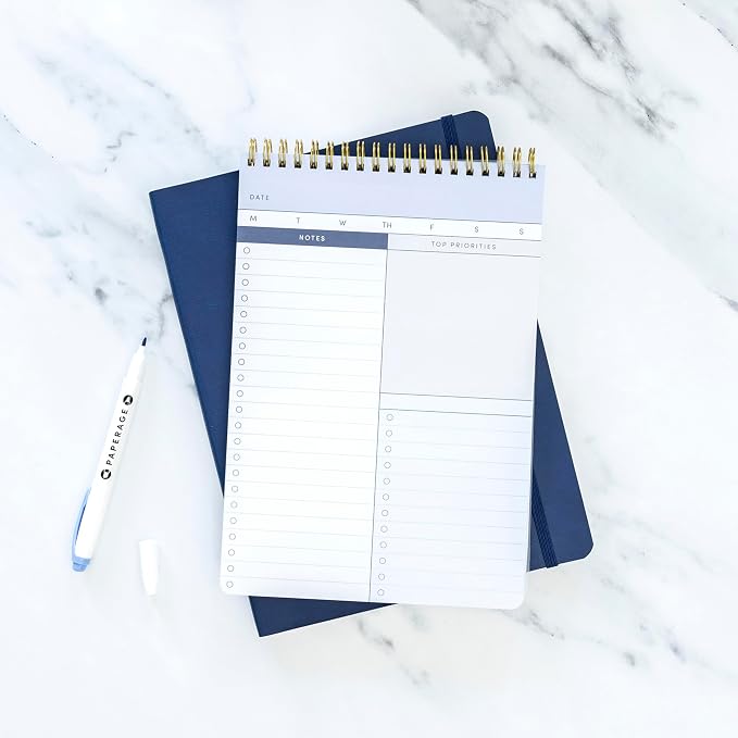PAPERAGE To Do List Notepad, Daily To Do List Notebook, 60 Double-sided Tear-off Sheets, 1 Pack, 6.5" x 9.5", Undated Daily Planner Checklist for Office, School or Home (Pastel Rainbow Stripe)