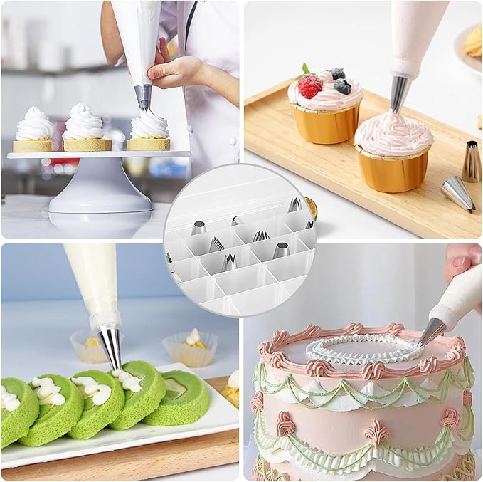 2 Pack Piping Tip Organizer Box, 36 Grids Storage Container with Adjustable Dividers, Made with Clear Plastics, Compartment Container for Cake Decorating Tools, Baking Tools, Jewelry, Beads and Crafts