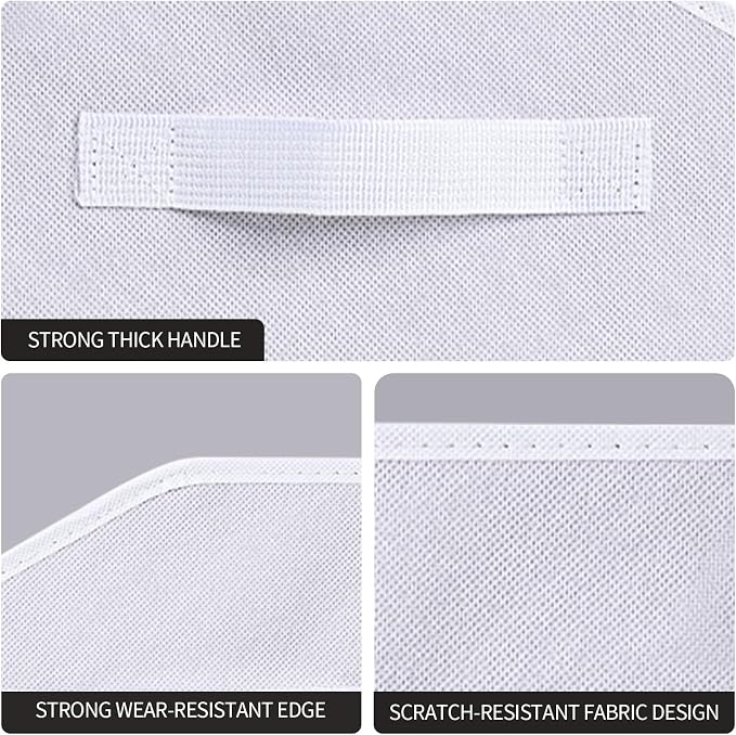 Homsorout Closet Baskets for Shelves Trapezoid - Decorative Storage Baskets with Handle, Closet Bins for Organization, Shelf Storage Bins for Clothes, Books, Home, Office, 4 Pack, White