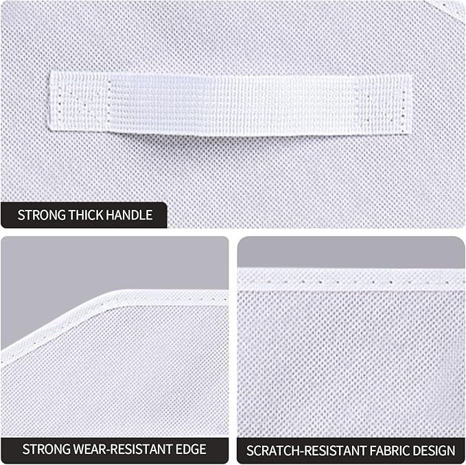 Homsorout Closet Baskets for Shelves - Decorative Storage Baskets with Handle, Trapezoid Closet Bins for Organization, Shelf Storage Bins for Clothes, Books, Home, Office, 8 Pack, White