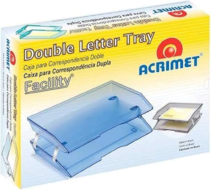 Acrimet Facility 2 Tier Letter Tray, Side Load, Letter Size/A4, Desktop File Organizer, Plastic (Clear Green Color)