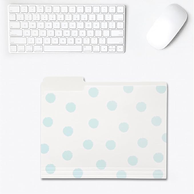 Designer File Folders by Kahootie Co, Set of 9 Decorative File Folders, 9.5” x 11.75”, Paper Organization, Office Supplies, File Folder Organizer, 3 Tab File Folders (Teal)