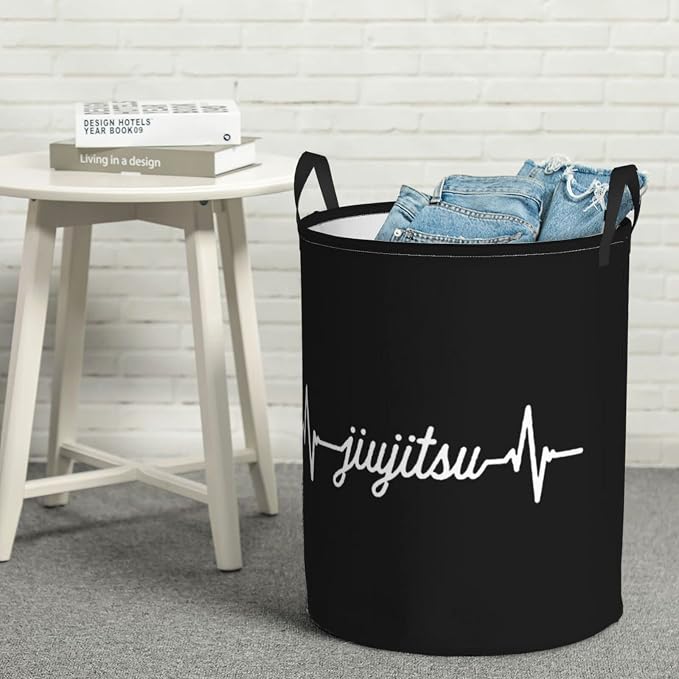 Jiu Jitsu Heartbeat-BJJ Pulse Laundry Hamper Round With Handles Laundry Hamper, For Bathroom Laundry Storage