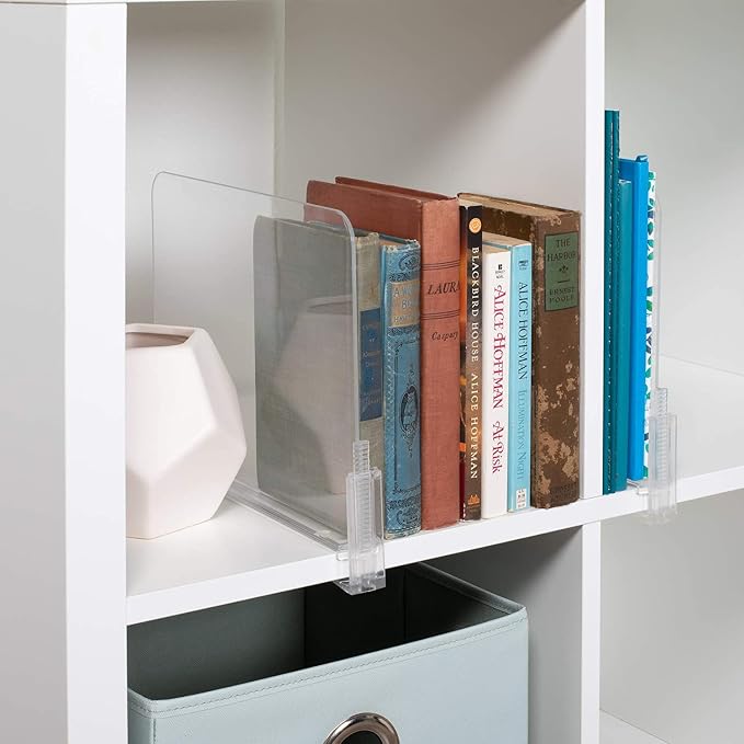 Richards Acrylic Closet Shelf Divider and Separator 6 Pack- Great for Storage and Organization in Bedroom, Bathroom, Kitchen and Office Shelves, Clear (9875300-3)