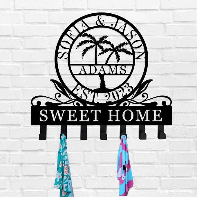 Personalized Palm Tree Key Holder for Wall, Key Hanger Decor for Kitchen, Entryway, Hallway, Office, Doorway Housewarming Gifts New Home