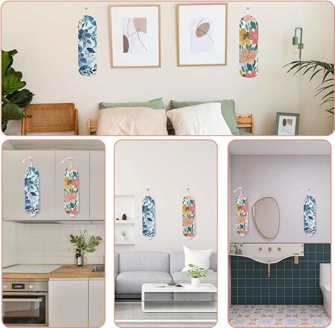 2Pcs Flower Plastic Bag Holder, Wall Mount Grocery Bag Holder for Plastic Bags, Colorful Floral Reusable Grocery Bags Storage Dispenser for Home Kitchen Decor, Flower Gifts for Women Mom, 22.5x9 Inch