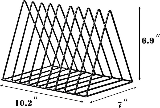 Sooyee 9 Slot Black Magazine Holder, Desktop File Sorter Organizer Triangle Bookshelf Decor for Home Office, Iron Wire, 10.2" L x 7" W x 6.9" H