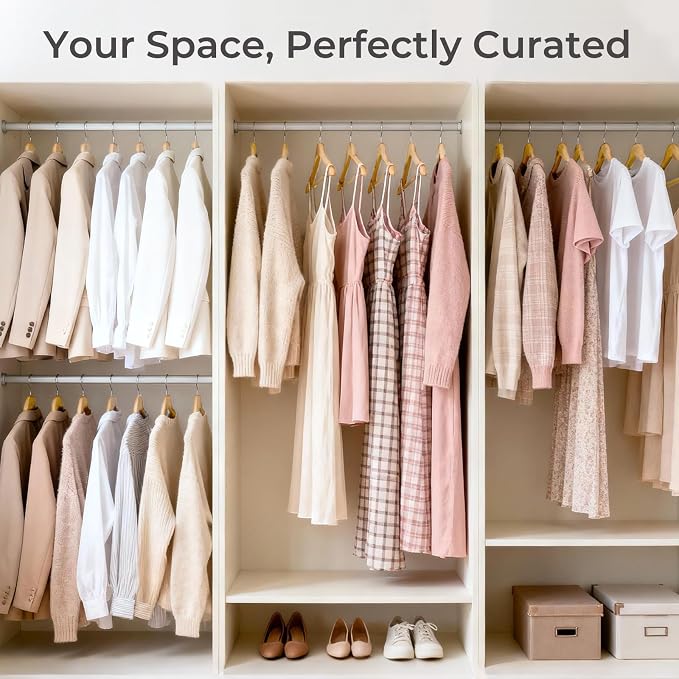 HOUSE DAY Premium Wooden Hangers 20 Pack - Heavy Duty & Durable Coat Hanger | Natural Wood Suit Hangers, 360° Swivel Hook & Pant Bar, Ideal for Jackets, Dresses, Shirts, Perfect for Closet Organization